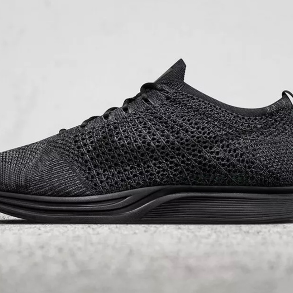 MENS FLYKNIT RACER TRIPLE BLACK ANTHRACITE RUNNING SHOES - Picture 1 of 5